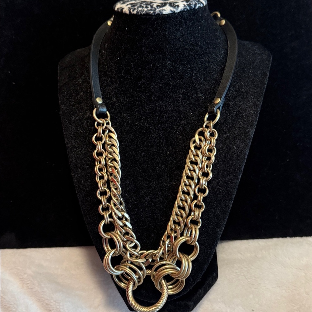 Vintage Cabi  Harness Layer Gold Chain Statement Necklace